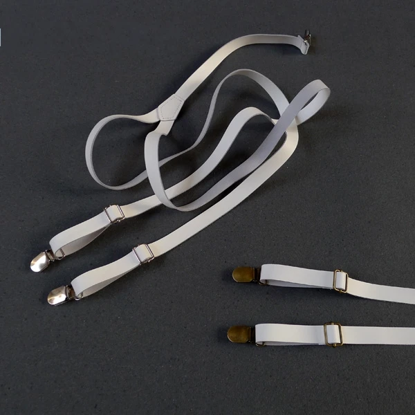 Белые подтяжки из натуральной кожи Бесплатная доставка| |