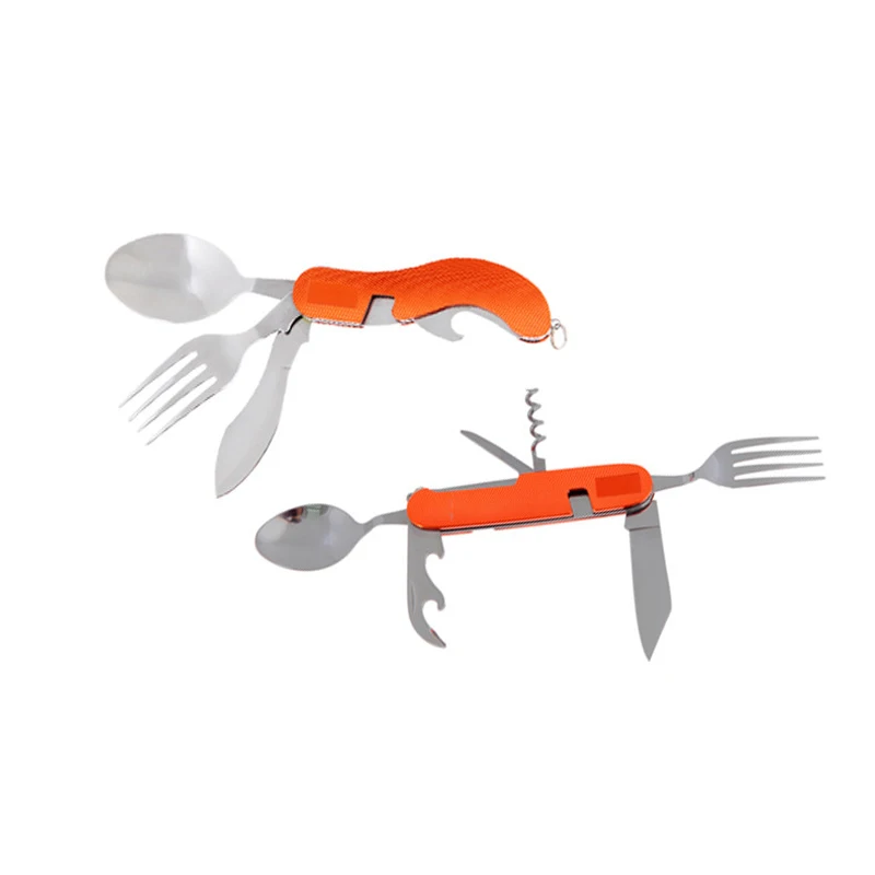 Портативный набор вилочных ножей из нержавеющей стали 6 в 1 открывалка для