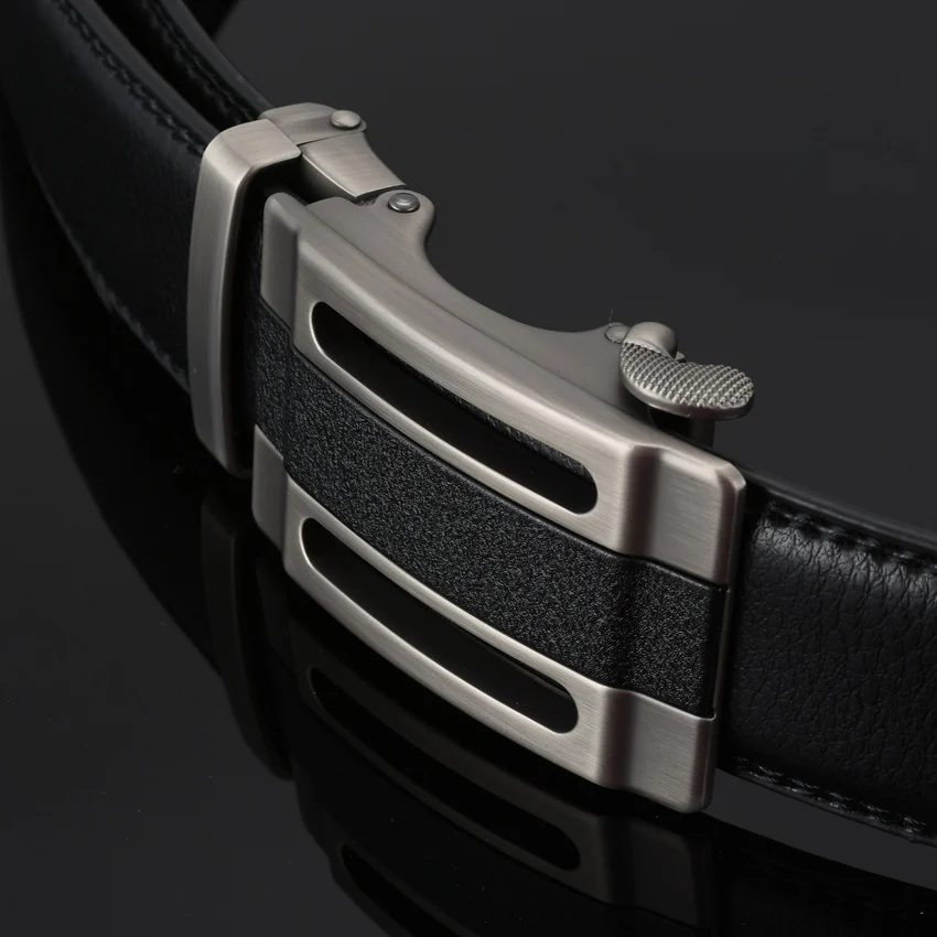 WOWTIGER мужские кожаные джинсы с автоматической пряжкой Роскошный дизайнерский