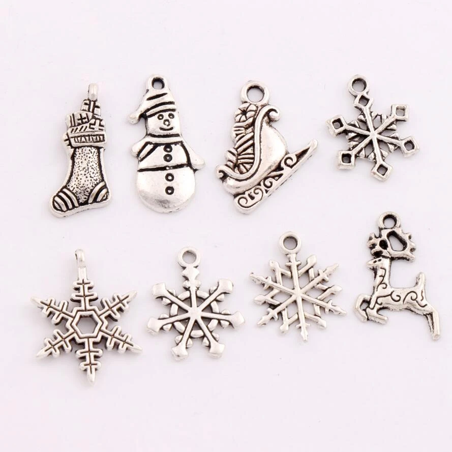 Рождественская елка Санта сани Лось Снежинка разделитель очаровательные бусины