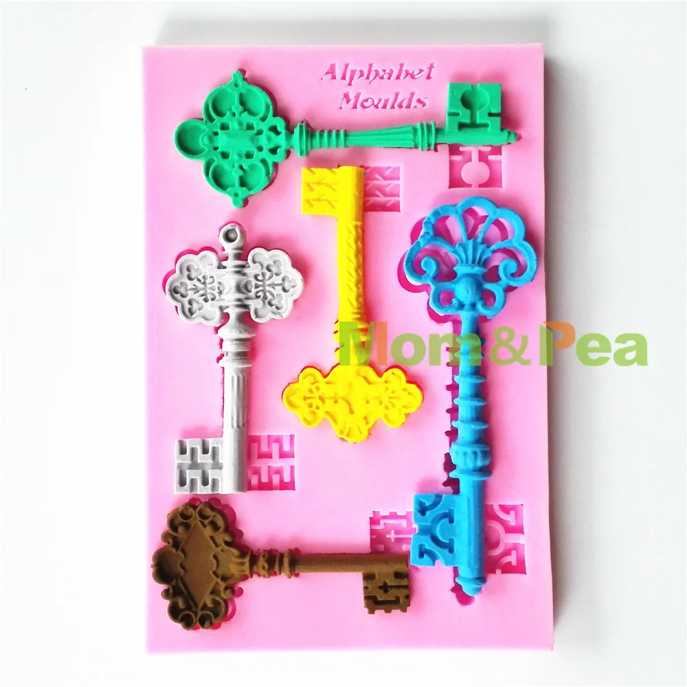 

Mom&Pea 0715 Free Shipping Keys Shaped Silicone Mold Cake Decoration Fondant Cake 3D Mold Food Grade