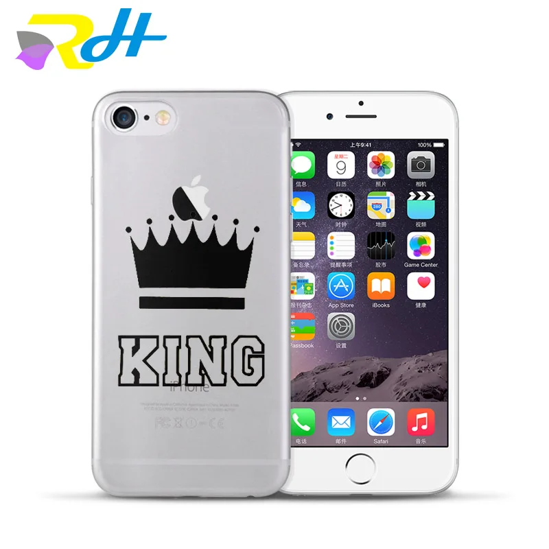 Наклейка Дизайн Королева Король Корона чехол серии для iPhone 6 6S Plus 5 5S SE 7 8 X Xr Xs Max Coque