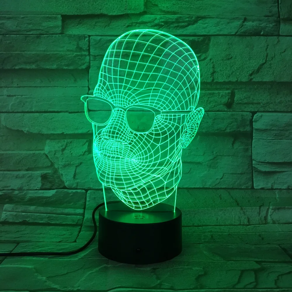 Новинка Стекло череп 3D светодиодный светильник Настольная лампа украшения на