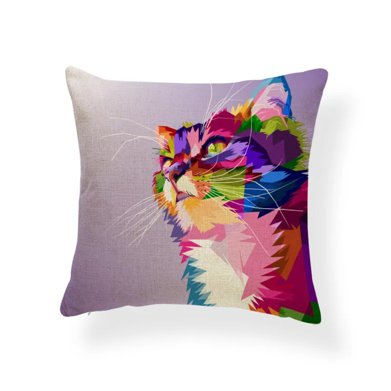 Animal Cat Colorful Cushions Creativity Diamond Pillow Case Oriental Bedroom Decorations Throw Cushion 18X18 Linen 2018 | Дом и сад
