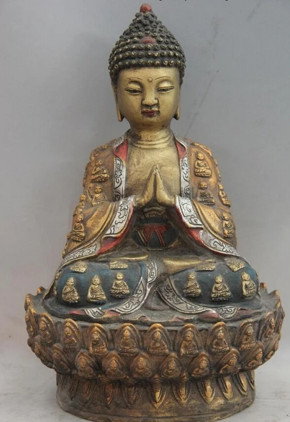

Bi001628, 11 дужек, медная бронза, окрашенная, Tathagata Sakyamuni Статуэтка Будда Амитабха