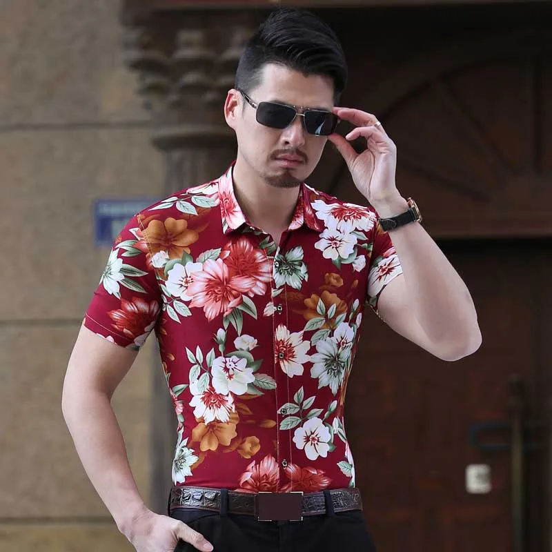 Мужская Летняя одежда модные мужские рубашки с коротким рукавом хлопковые