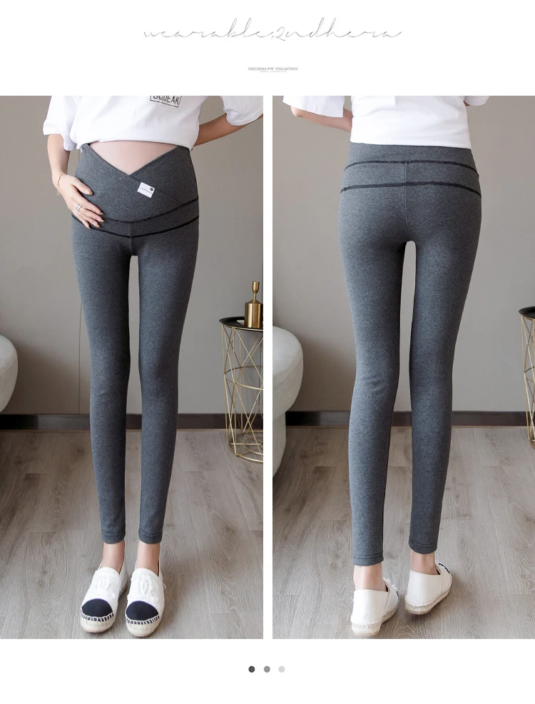 1911# Autumn Winter Skinny Maternity Legging Across V Low Waist Belly Legging for Pregnant Women Cotton Pregnancy Pencil Pants