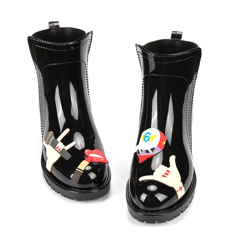 Chaussures femme; непромокаемая обувь для девочек-подростков; модные короткие непромокаемые ботинки martin; Нескользящие непромокаемые ботинки; детская резиновая обувь