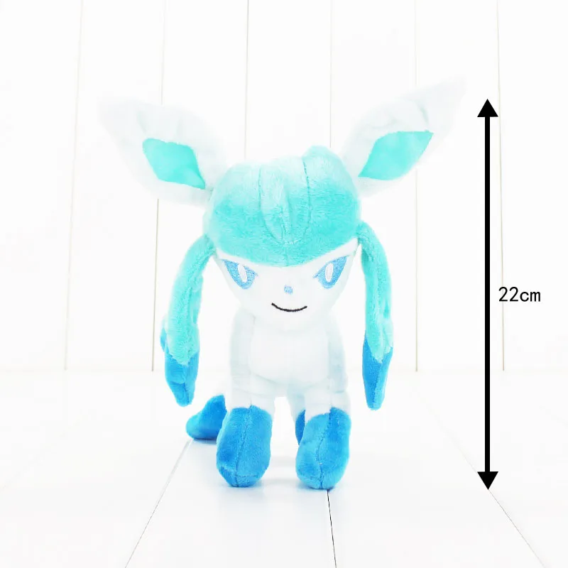 Glaceon 22 см 9 стиль Eevee плюшевые Umbreon Espeon Jolteon Vaporeon Flareon Glaceon Leafeon Sylveon плюшевые мягкие игрушки куклы - Цвет: Glaceon