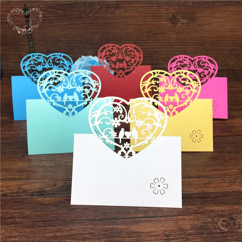 40 шт. любовь птицы лазерная резка для свадьбы Вечерние настольные карточки с