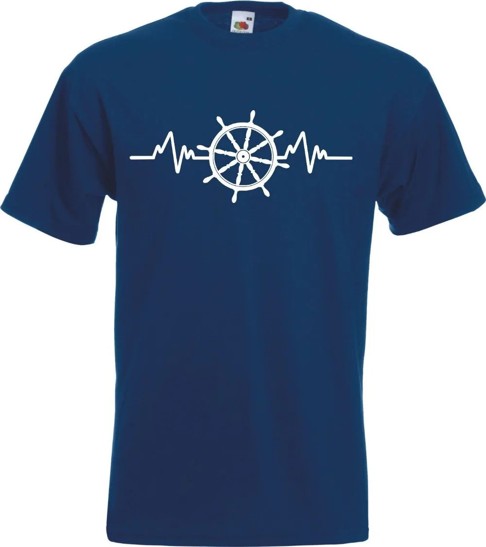 Новинка 2018 модная мужская футболка летняя стильная с изображением пульса лодки