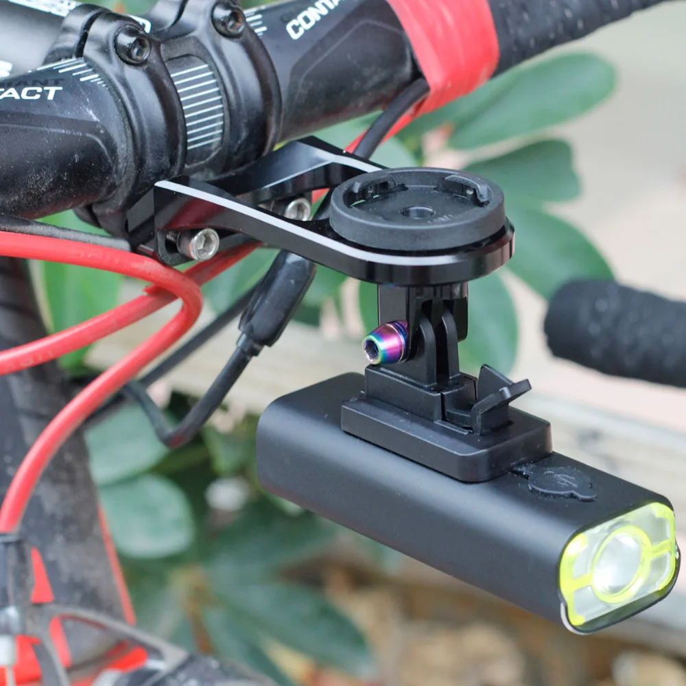 Bike Light Holder Flashlight Lamp Mount Bracket Connect to Garmin Bryton Computer mount with Camera Adapter Bicycle Accessories