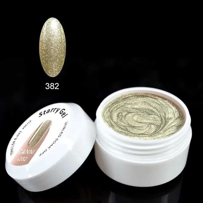 CANNI супер блеск УФ гель 24 цвета эффект замачивания гель для ногтей bling 15 мл жемчуг горячая Распродажа Салон Французский Звездный гель - Цвет: 382