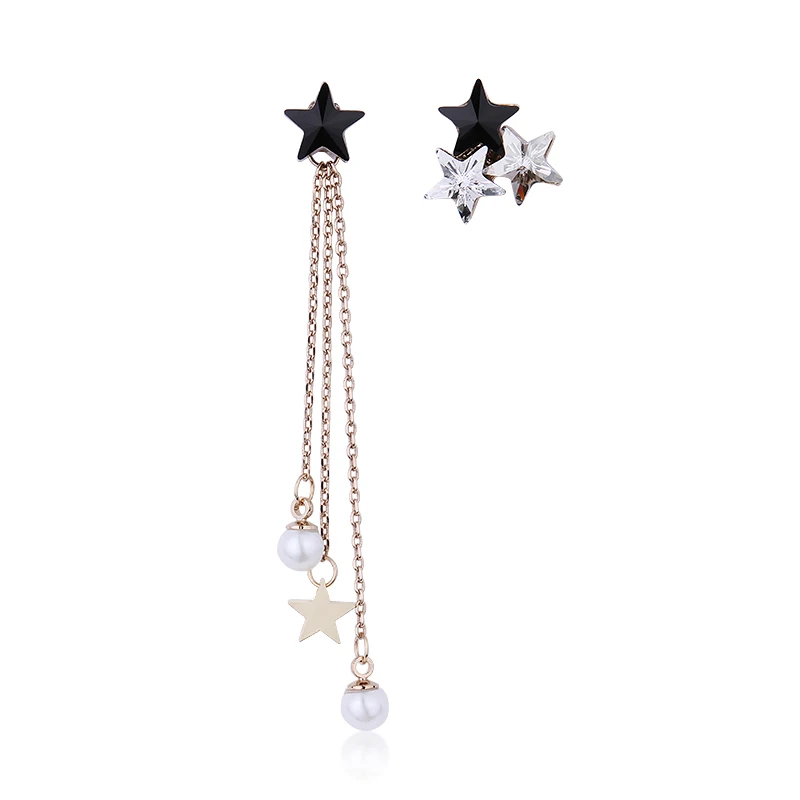 Серьги Warben Farben с кристаллами Swarovski для женщин, асимметричные серьги в виде звезды с металлическими кисточками, оригинальные серьги-капли в подарок - Цвет камня: as picture
