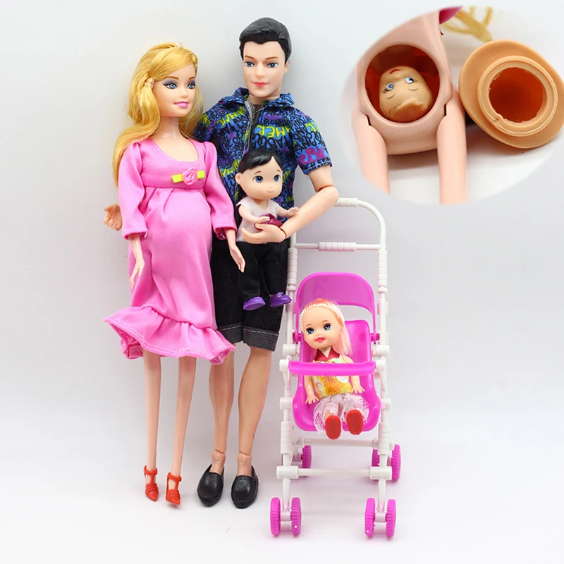 Новые костюмы Счастливые Семейные Куклы для 5 человек 1 беременных мамы ребенка