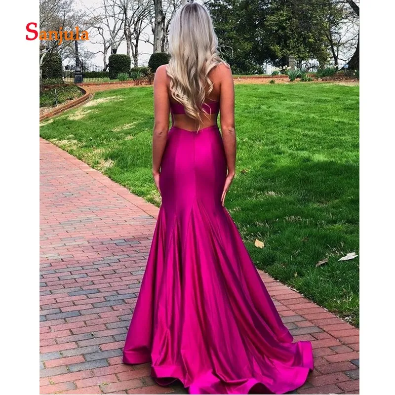Вечерние платья футляры цвета фуксии Простые Длинные вечерние с разрезом и