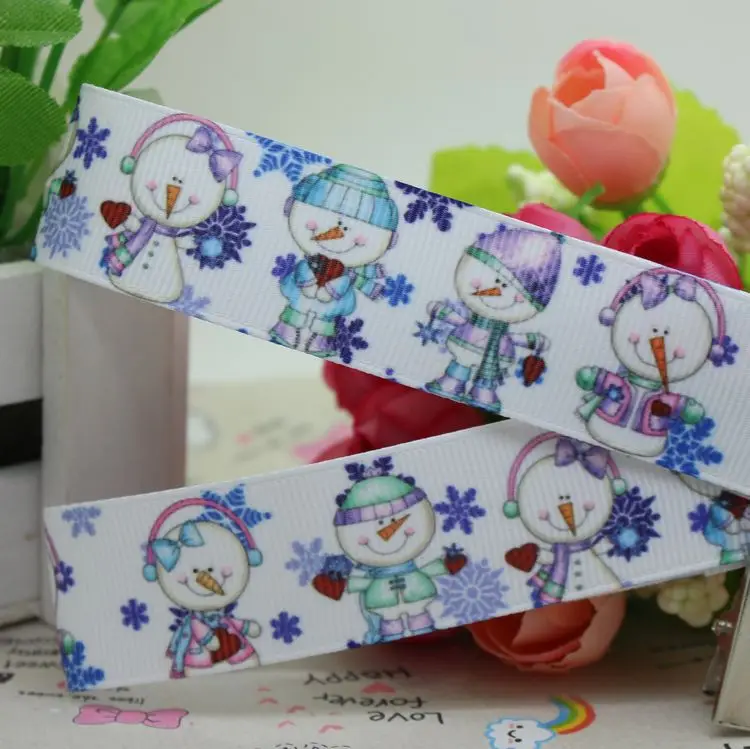 

7/8inch Free Shipping Snowy Valentine Printed Grosgrain Ribbon Material Diy Party Decoration Wholesale OEM 22mm P1919