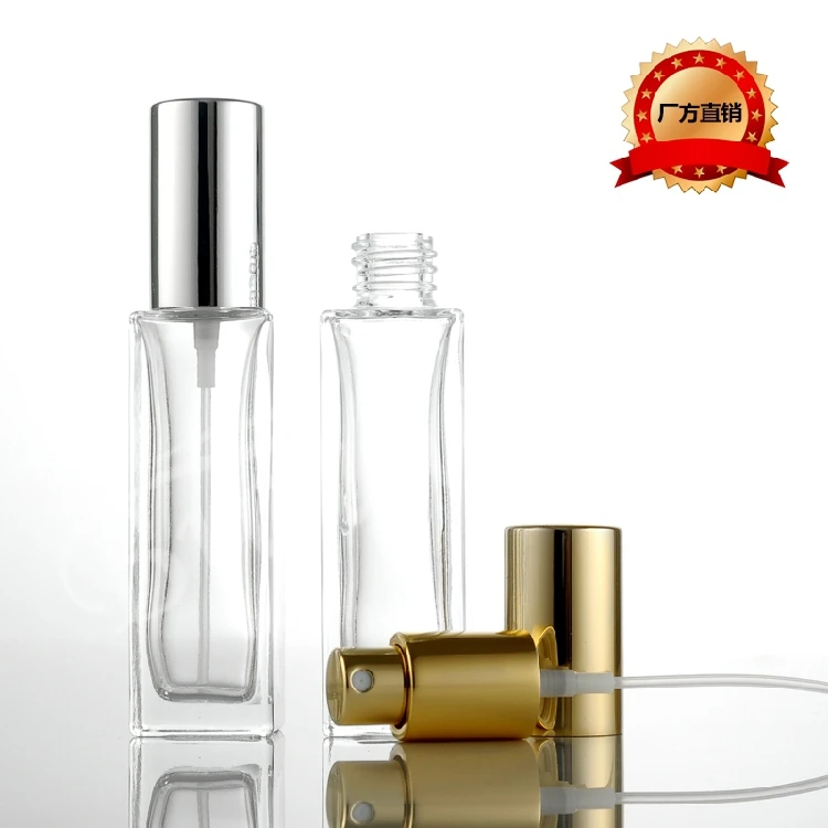 Refillable 20ML Rectangular Glass Bottle of Silver and Gold Aluminum Cap Perfume Spray Cosmetics 100PCS/LOT | Красота и здоровье