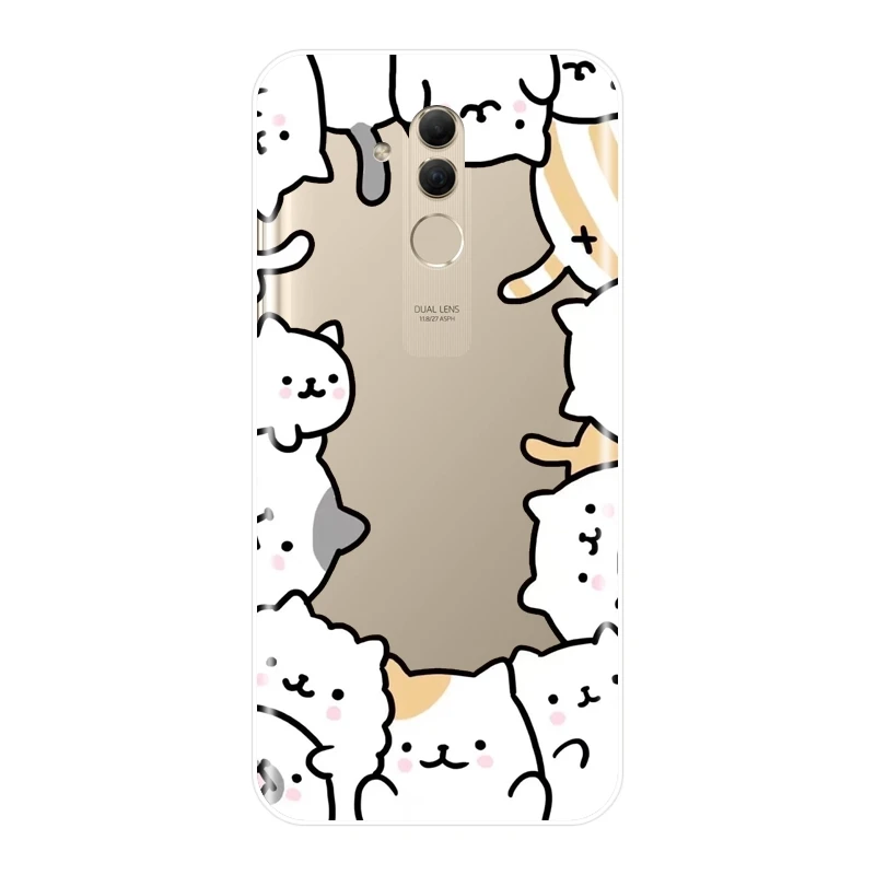 Задняя крышка для Huawei Mate 20 10 9 Lite Kawaii Cat Japan Cute Cartoon Girl мягкий силиконовый чехол