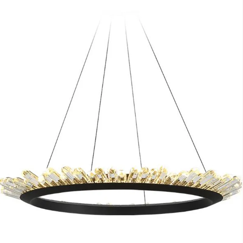 

Post-Modern Luxurious K9 Crystal Crown Iron Led Pendant Light for Foyer Dining Room Bedroom 50/60/80/200cm Suspension Lighting