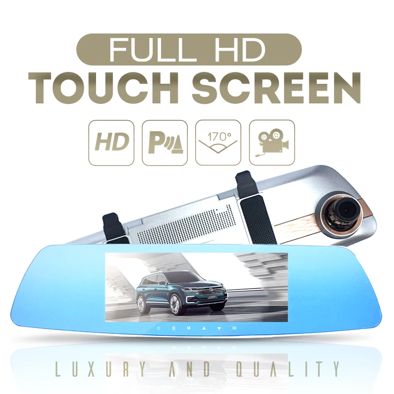 7 дюймов 1080 P 170 градусов Видеорегистраторы для автомобилей Двойной объектив