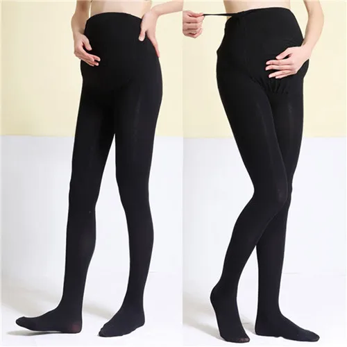 Black Stirrup Puseky Одежда для беременных зимние однотонные с высокой талией регулируемые Леггинсы для беременных женщин толстые универсальные брюки для беременных Polainas - Цвет: Black Stirrup