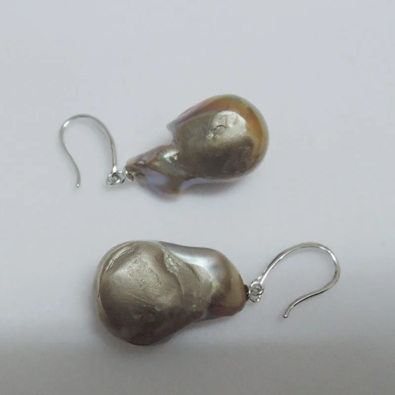 Серьги из натурального пресноводного жемчуга 100% с крючком серебра 925 пробы