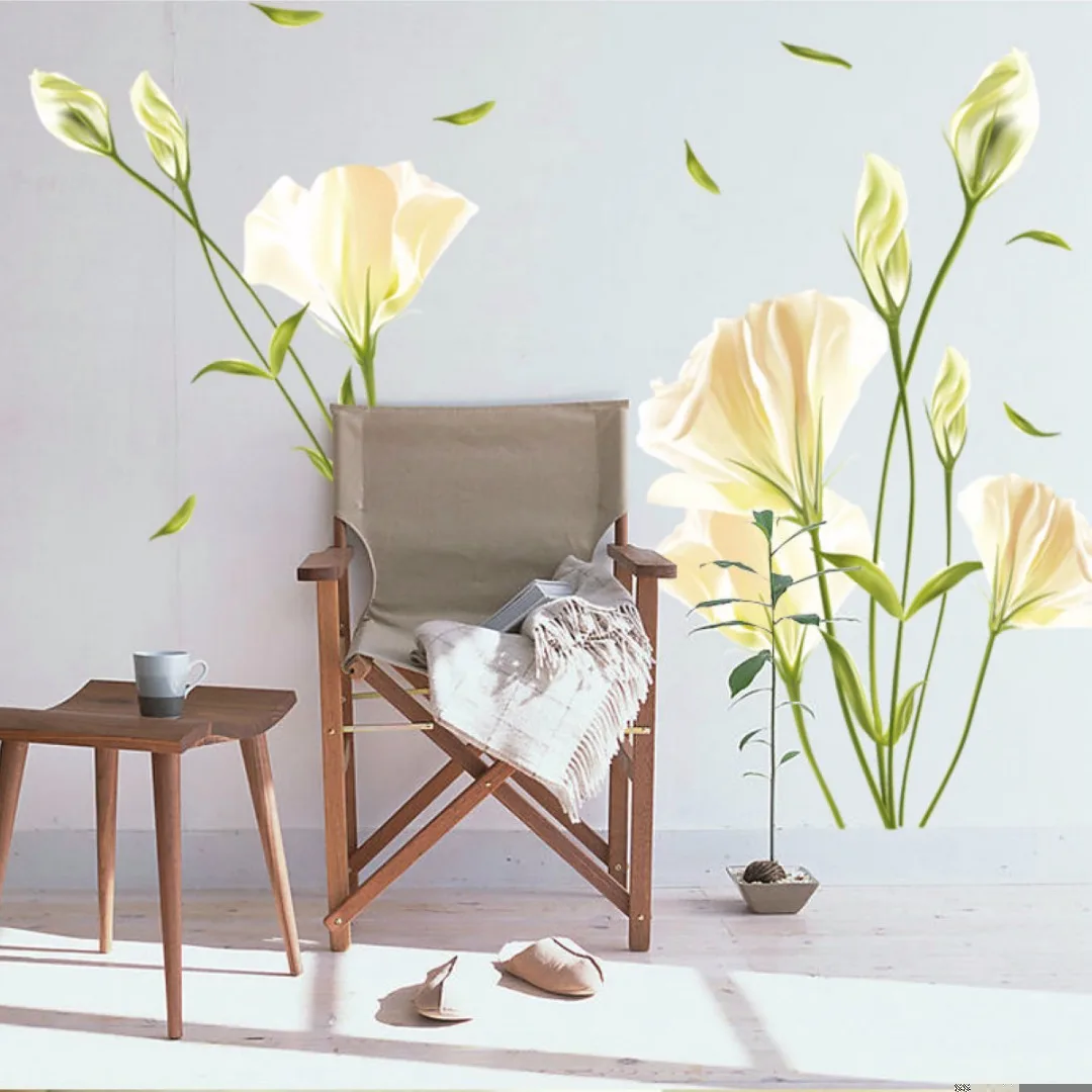 DIY цветок лилии домашняя гостиная роспись Декор художественная наклейка DIY Наклейка на стену съемный