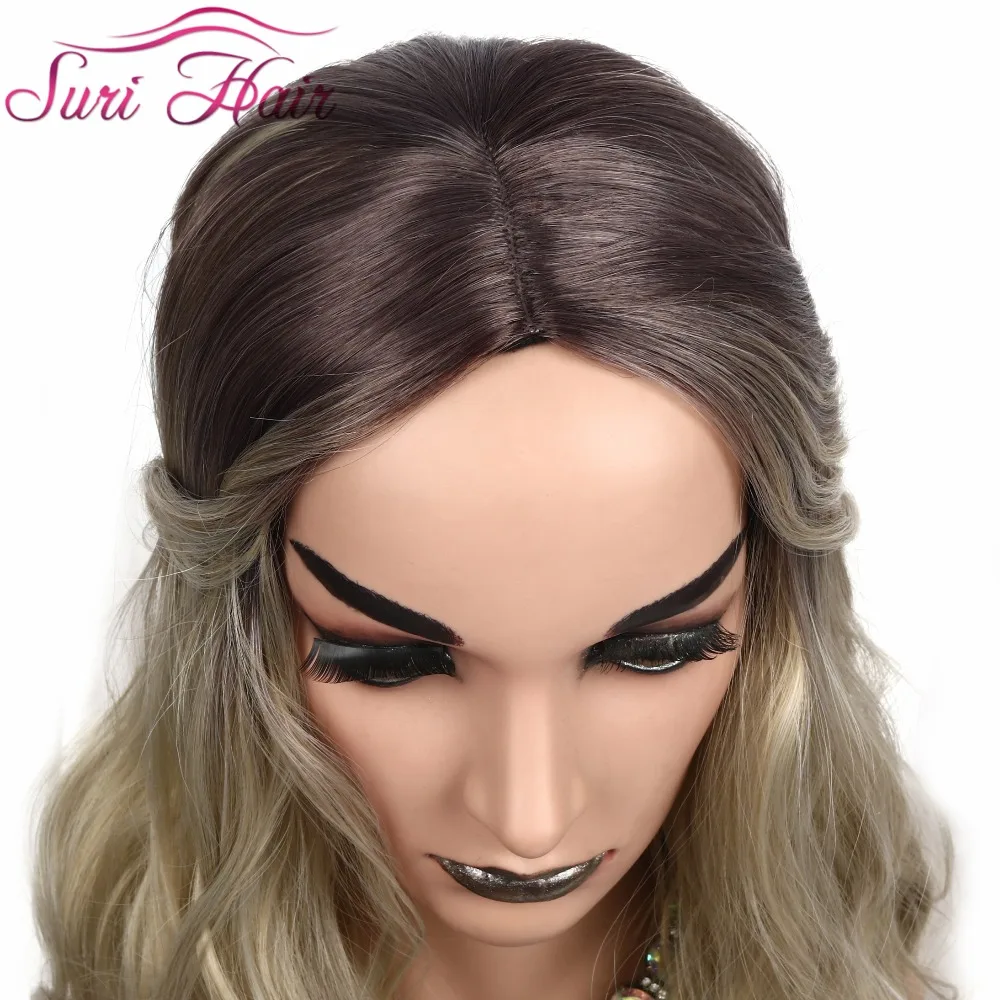 Suri Hair Long Body Wave Wig Ombre Brown Blonde Pink High Density Heat Resistant Synthetic For White Women Cosplay | Шиньоны и парики