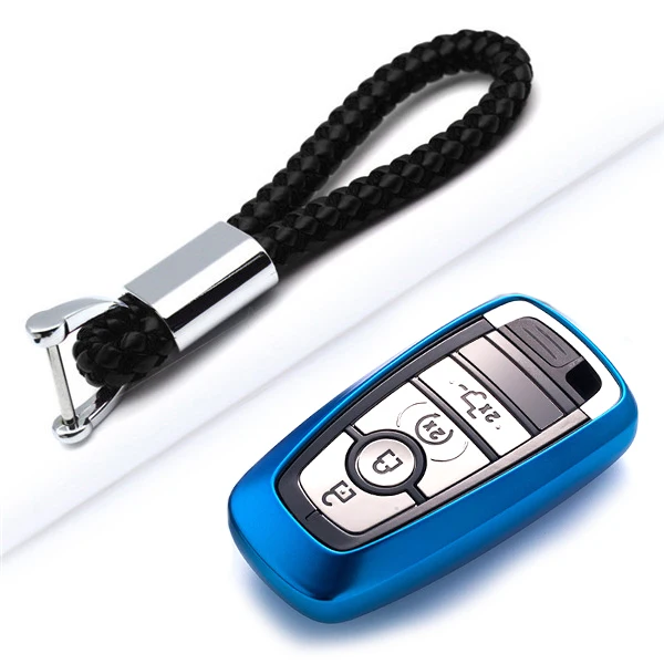 blue with holder TPU чехол для автомобиля чехол для Ford Fusion Mustang Explorer F-150 F-250 F-350 Mondeo edge экспедиция Ecosport S-MAX - Название цвета: blue with holder
