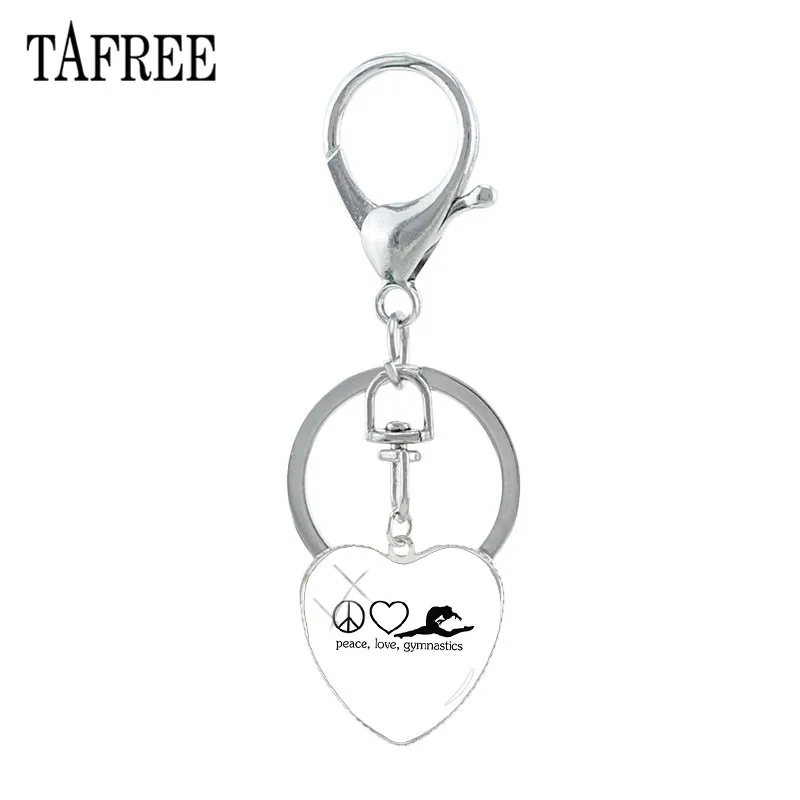 TAFREE2019 новое сердце гимнастический брелок кольцо для ключей из сплава металла Peace