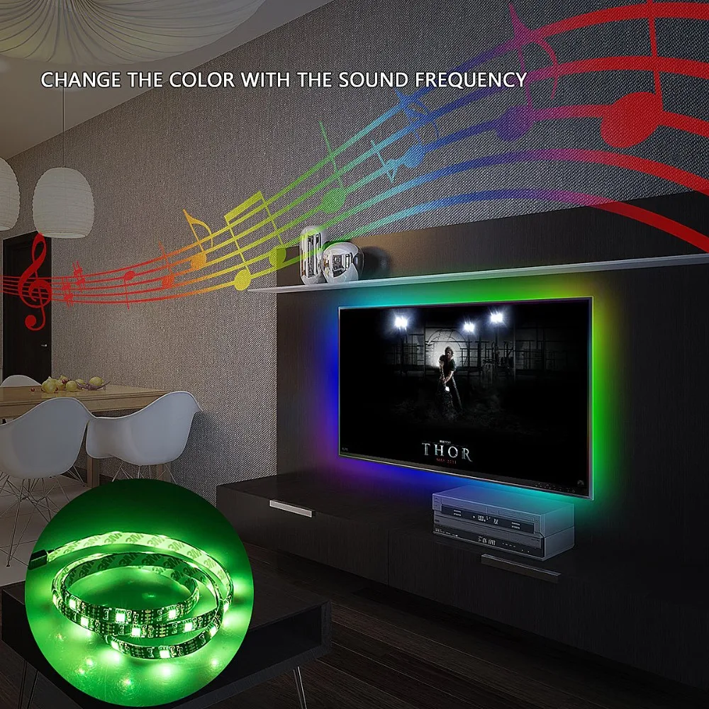 DC 5 в USB 1 м/2 м/3 м Светодиодная лента 5050 SMD RGB светодиодный лента полоса с 24 клавишами музыкальный пульт для ТВ фоновый светильник ing светодиодный светильник полоса