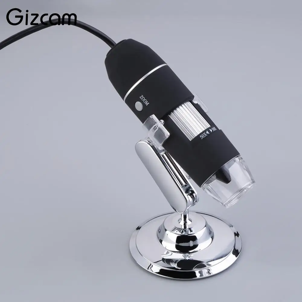 Gizcam Мини светодиодный цифровой микроскоп 50 500X 2MP Электронный USB эндоскоп CMOS Видео