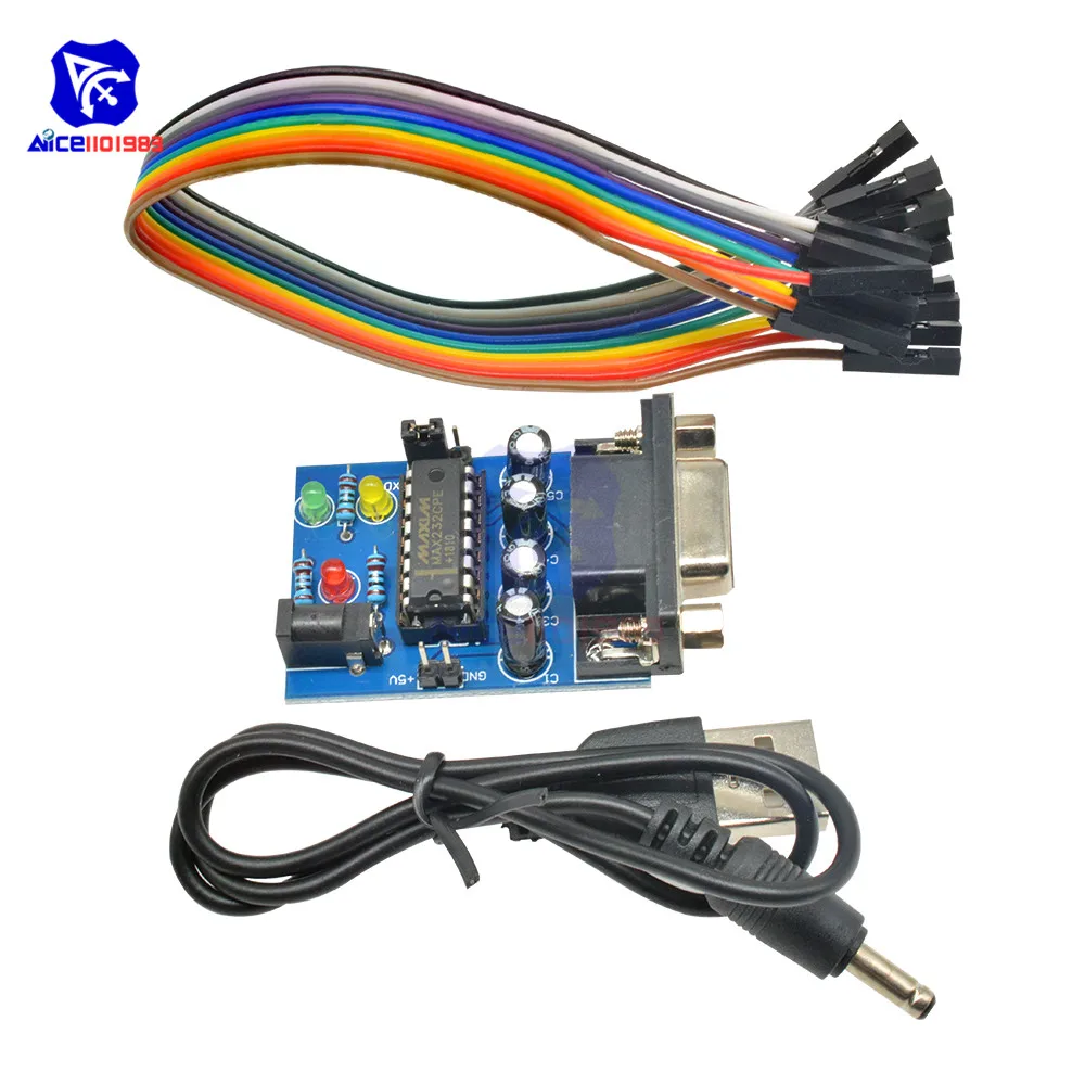 RS232 к ttl конвертер Модуль COM DB9 последовательная плата MAX232 MAX232CPE чип передачи ATMEGA16 светодиодный светильник Мощность RXD TXD для Arduino
