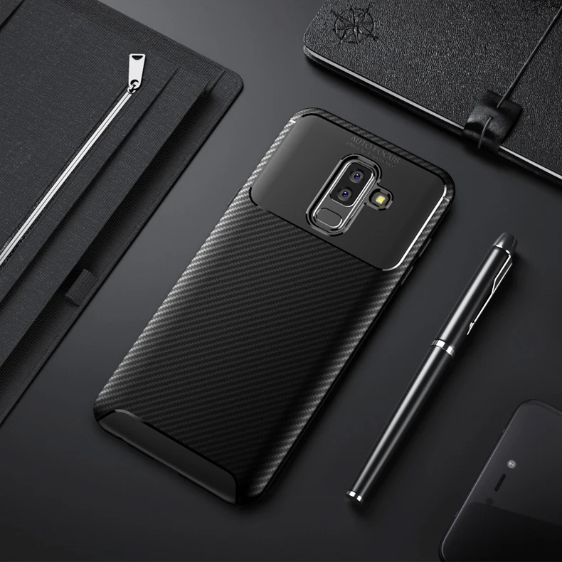 Luxury Carbon Fiber Phone Case for SAMSUNG Galaxy J2 J3 J4 Plus Core J6 Prime J7 J8 Shockproof Soft Silicone TPU Cover Slim |
