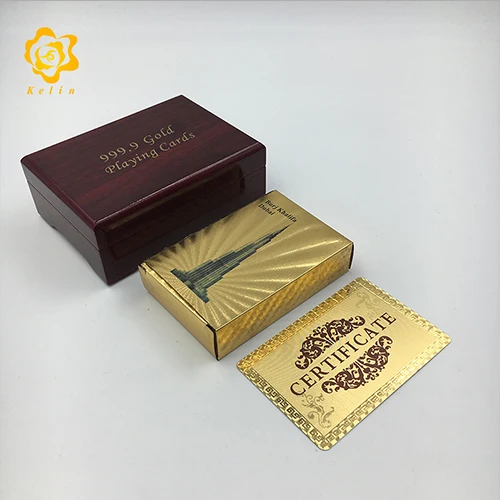 Dubai6-red-box Цветные игральные карты из фольги 24 k в Дубае 54 шт./компл. U.A.E. Покерная игровая площадка для коллекции с красной деревянной коробкой - Цвет: Dubai6-red-box