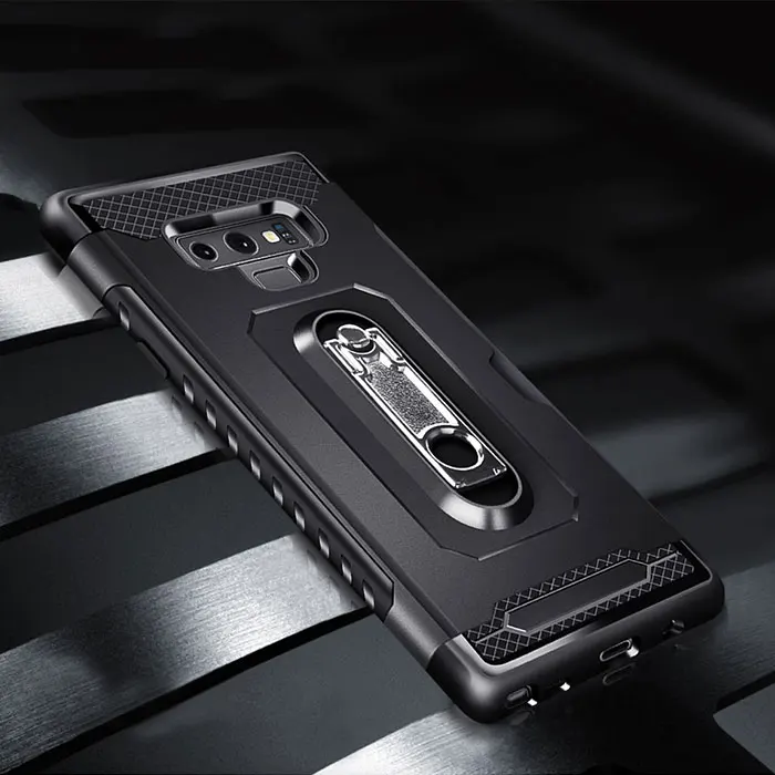 Роскошный чехол Raugee для samsung Galaxy Note 9, чехол с отделением для карт, противоударный чехол-подставка для samsung Note 9 S10 Plus S10e, чехол - Цвет: Черный