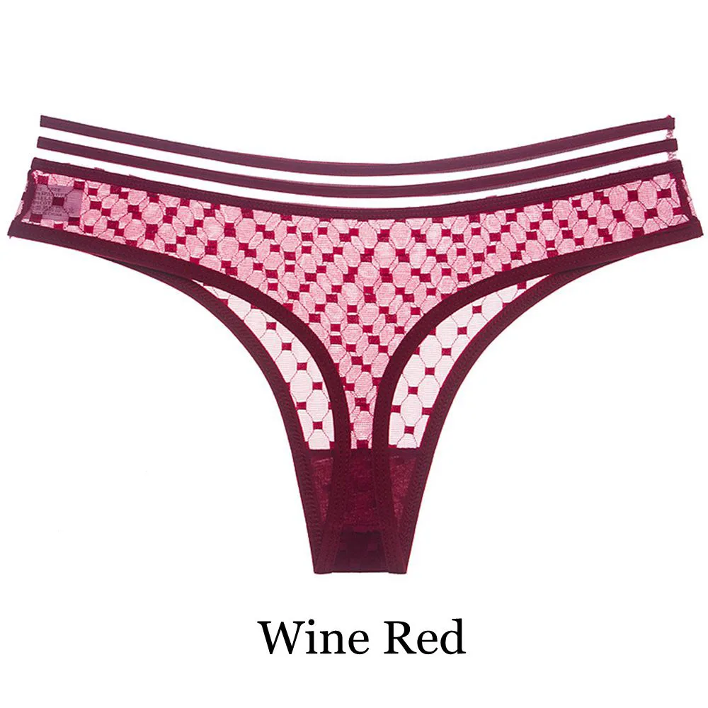 Wine Red 1 шт. Горячая Распродажа Спортивный сексуальный стиль дамские модные стринги с низкой посадкой сетки бесшовные трусики женское Бесшовное нижнее белье - Цвет: Wine Red
