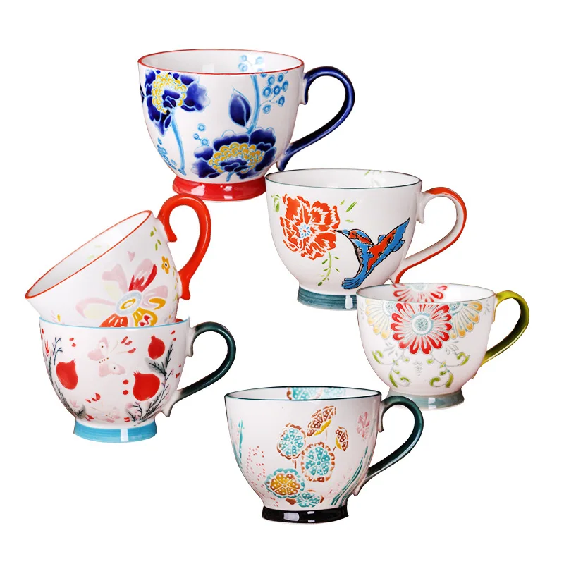 400 мл керамические кофейные чашки ручная роспись большая емкость молочная чашка