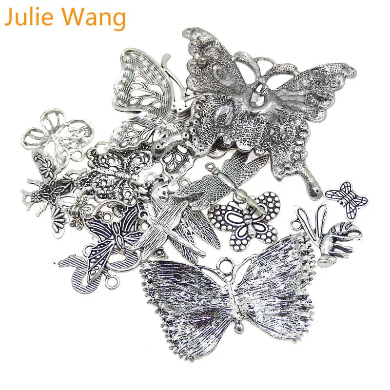 Julie Wang 10 шт. случайно смешанные бабочки Стрекоза шармы сплав насекомое Античный