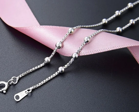 YJAX002201 New Fashion Minimalist Lady Accessories 1.2 Octagonal Bag 3.0 Beads 3:3 Necklace S925 Sterling Silver Jewelry | Украшения и