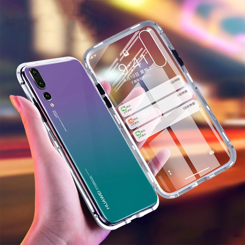 Magnetic Adsorption Phone Cover For Huawei Mate 10 20 P30 P20 Lite Pro Honor 8X Nova 3 3i P Smart Glass Metal Cases | Мобильные