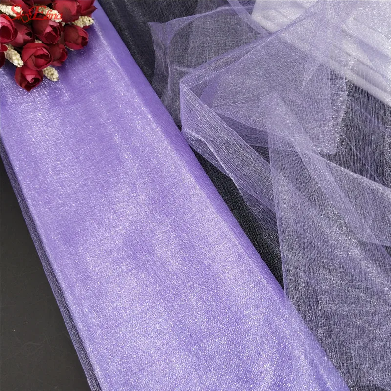 light purple Фатиновая юбка-пачка, 48 см x 5 м, черная фатиновая вуаль, украшение для свадебной вечеринки, органза, фатиновая сетчатая ткань, для дня рождения, поставка 6z - Цвет: light purple