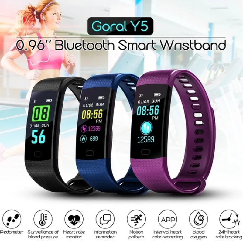 Y5 Smart Сердечного ритма трекер Фитнес Smartband Водонепроницаемый Смарт Браслет Умные
