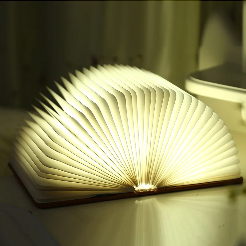 Портативный USB Перезаряжаемый книжный светильник деревянная книга ночник