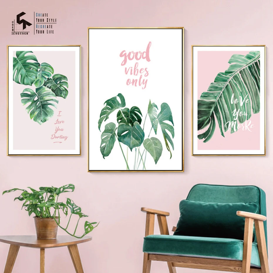 Создание и воссоздание постеров принтов в скандинавском стиле розовый лист