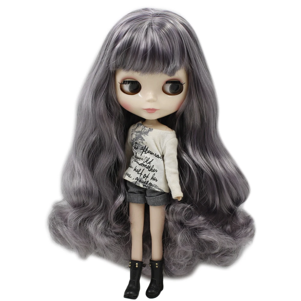 ICY Nude Blyth кукла серии № 9016/1049 смесь оттенков серого фиолетового цвета прическа с челкой белая кожа 1/6 шарнирная кукла нео