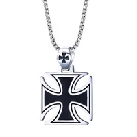 germany honor medal iron cross pendants necklaces for men punk style titanium steel jewelry with 3mm wide stainless steel chain