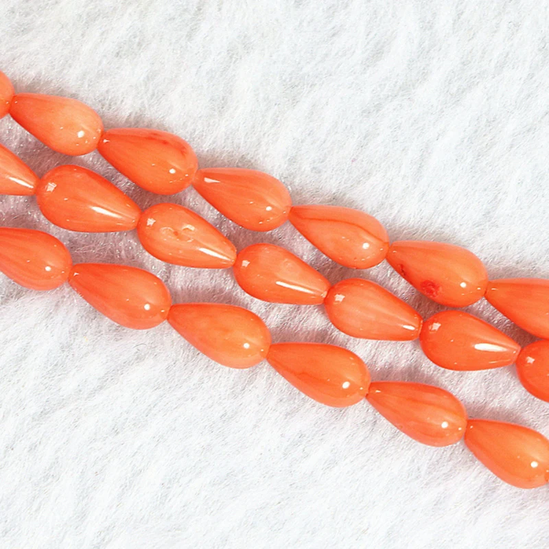 

high quality reddish orange coral 5*9mm teardrop waterdrop shape fashion loose beads jewelry making 15inch B657
