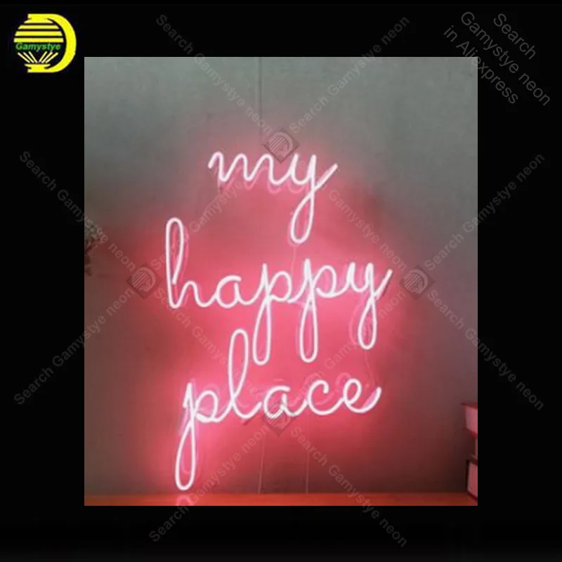 Неоновая вывеска My Happy Place стеклянная трубка неоновые лампочки арт бар Спальня